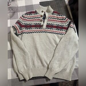 Izod holiday Christmas button collar sweater men’s L large